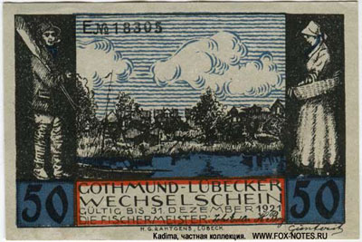Stadt Gothmund-Lübeck Wekselschein 50 пфеннигов