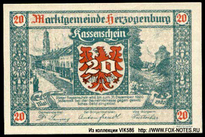 Marktgemeinde Herzogenburg 20 heller 1920