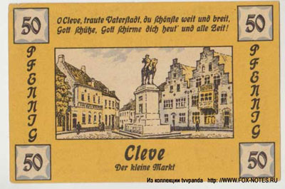 Kassen des Kreiskommunalverbandes Cleve  Gutschein. 12. November 1918.