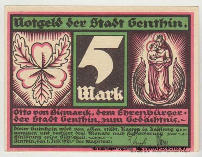 Stadt Genthin Notgeld 1921