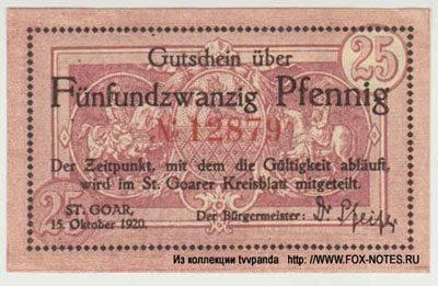 Sankt Goar Kreisblat 25 pfennig