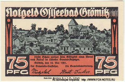 Gemeinde Grömitz Notgeld. 12.5.1921.