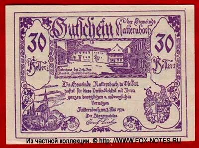 Gemeinde Natternbach 30 Heller 1920 NOTGELD