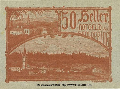 Notgeld Österreich Gemeinde Oepping 50 heller 1920