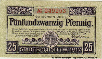 Stadtkasse Bocholt 25 pfennig notgeld