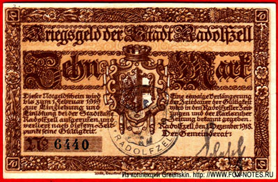 Kriegsgeld der Stadt Radolfzell. 1. Dezember 1918. 10 Mark Notgeld