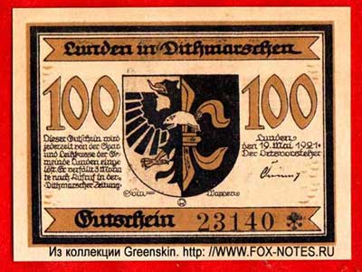 Gemeinde Lunden in Dithmarschen 100 Pfennig notgeld