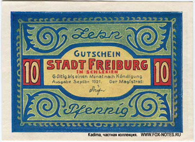 Stadt Freiburg in Schlesien 10 pfennig