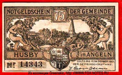 Gemeinde Husby 75 pfennig notgeld