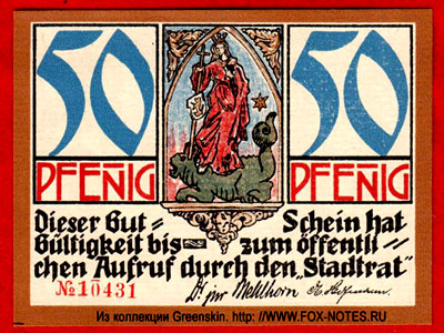 Gutschein der Stadt Kahla 50 Pfennig 1921