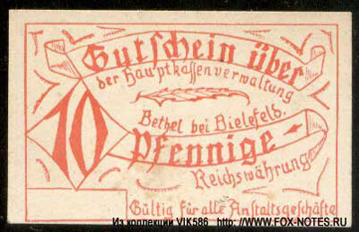 Hauptkasseverwaltung Bethel bai Bielefeld 10 pfennig