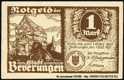 Stad Beverungen Notgeld. 1.05.1921 - 1.03.1922