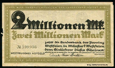 Provinzialverband der Provinz Westfalen, Münster  2000000 Mark 1923