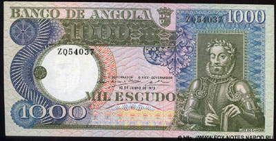 Государство Ангола. Banco de Angola. Выпуск 1973.