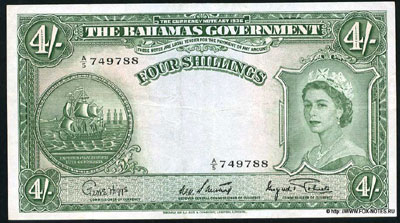 Bahamas Governement  4 shillings 1953