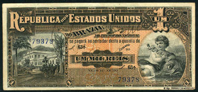 República dos Estados Unidos do Brazil 1 mil reis 1917