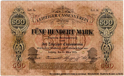 Leipziger assenverein  500 Mark 1875