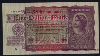 Reichsbank Reichsbanknote Eine Billion Mark 1923