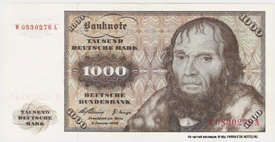 Deutsche Bundesbank 1000 Deutsche Mark 1960.  