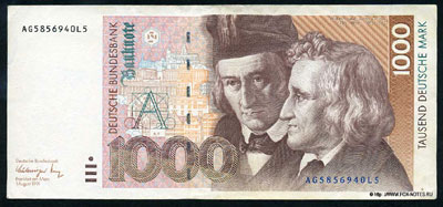 Deutsche Bundesbank 1000 Deutsche Mark 1991.  