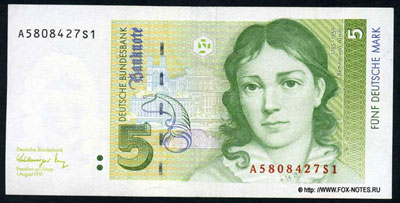 Deutsche Bundesbank 5 Deutsche Mark 1991.  