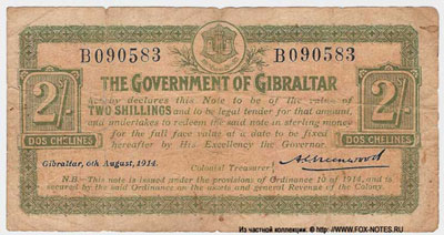 . Government of Gibraltar. Note. Gibraltar, 6 August 1914, Series B.