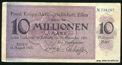 Friedrich Krupp Aktiengesellschaft, Essen (AG) 10 millionen mark