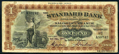 Standart Bank of South Africa. Salisbury Branch. 1 pound 1932