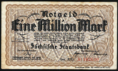 Sächsische Staatsbank, Dresden Notgeld 1000000 Mark 1923