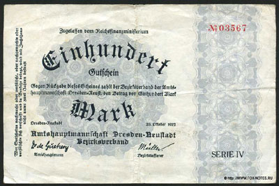 Amtshauptmannschaft, Bezirksverband 1000000 mark 1923