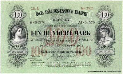 Sächsischen Bank zu Dresden 100 mark 1874