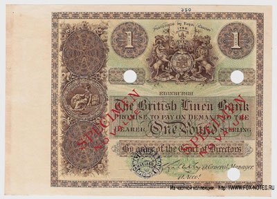 The British Linen Bank SPECIMEN 1 pound