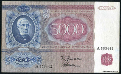 Республика Финляндия банкнота 5000 марок 1939