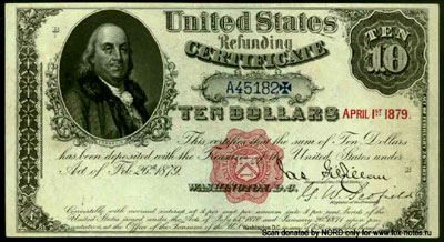  Refunding certificates. 10 dollars 1879