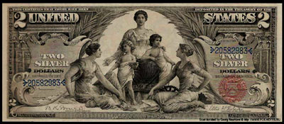 USA Silver Certificates 2 dollars 1896