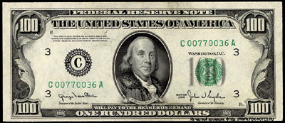 Federal Reserve Notes 100 dollars Series of 1950