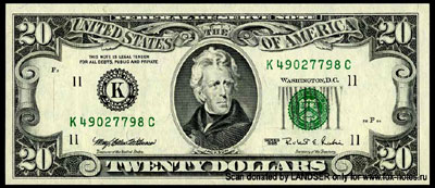 Federal Reserve Notes 20 dollars Series of 1995 Sign. Withrow Rubin