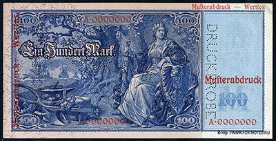 Reichsbanknote. 100 Mark. 21. April 1910. Muster