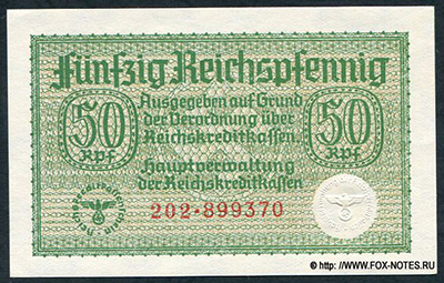 Reichskreditkassen Reichskreditkassenschein 50 Reichspfennig 1939
