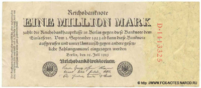 Reichsbank. Reichsbanknote. 1000000 Mark. 25. Juli 1923. 