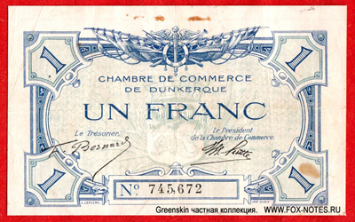 Chambre de Commerce de Dunkerque 1 franc