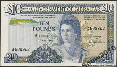 Government of Gibraltar 10 Pounds 1975