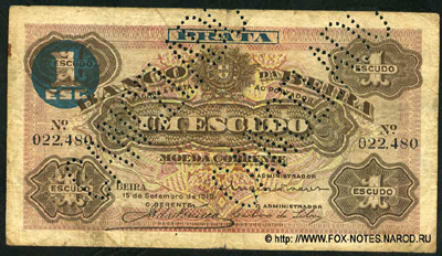 Banco da Beira 1 escudo 1919