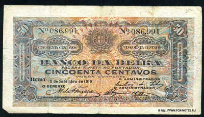 Banco da Beira 50 centavos 1919