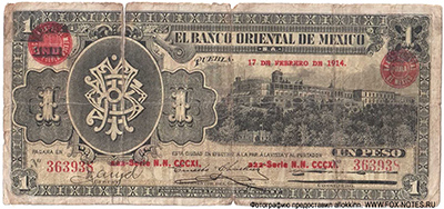 Banco Oriental de Mexico (Puebla) 1 peso 1914