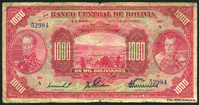 Banco Central de Bolivia 1000 bolivianos 1928