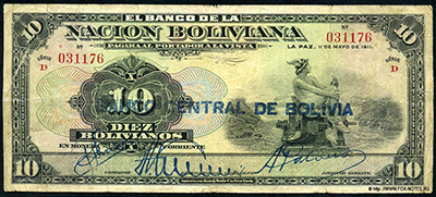 Banco Central de Bolivia 10 bolivianos 1929
