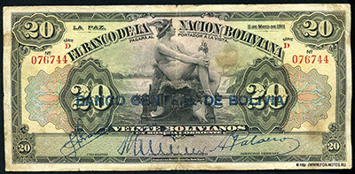 Banco Central de Bolivia 20 bolivianos 1929