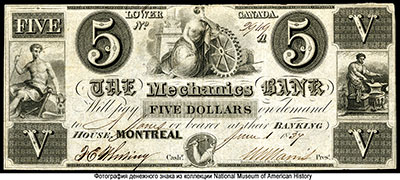 Mechanics Bank, Montreal 5 Dollars 1834