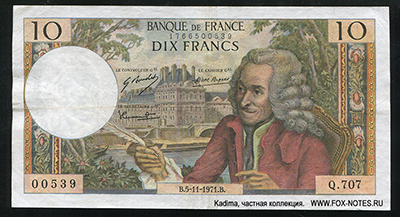  Banque de France 10  1971 "Voltaire"